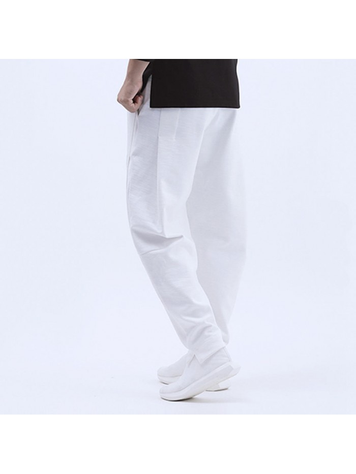 Mens Elastic Cotton Breathable Brief Solid Color Comfy Fashion Casual Straight Pants