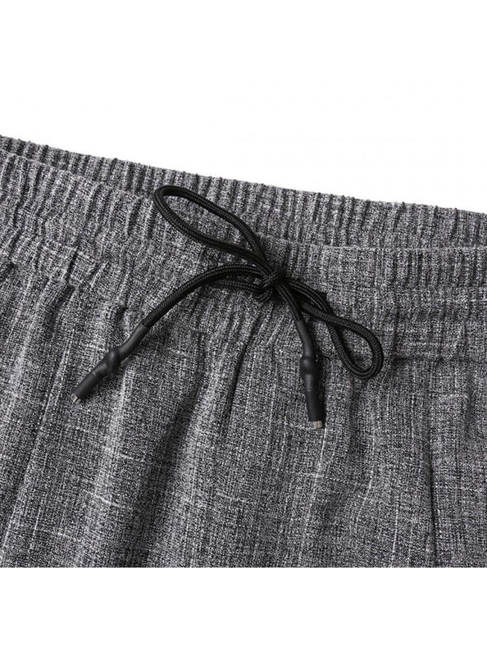 Mens Elastic Breathable Comfy Solid Color Straight Drawstring Fashion Casual Pants